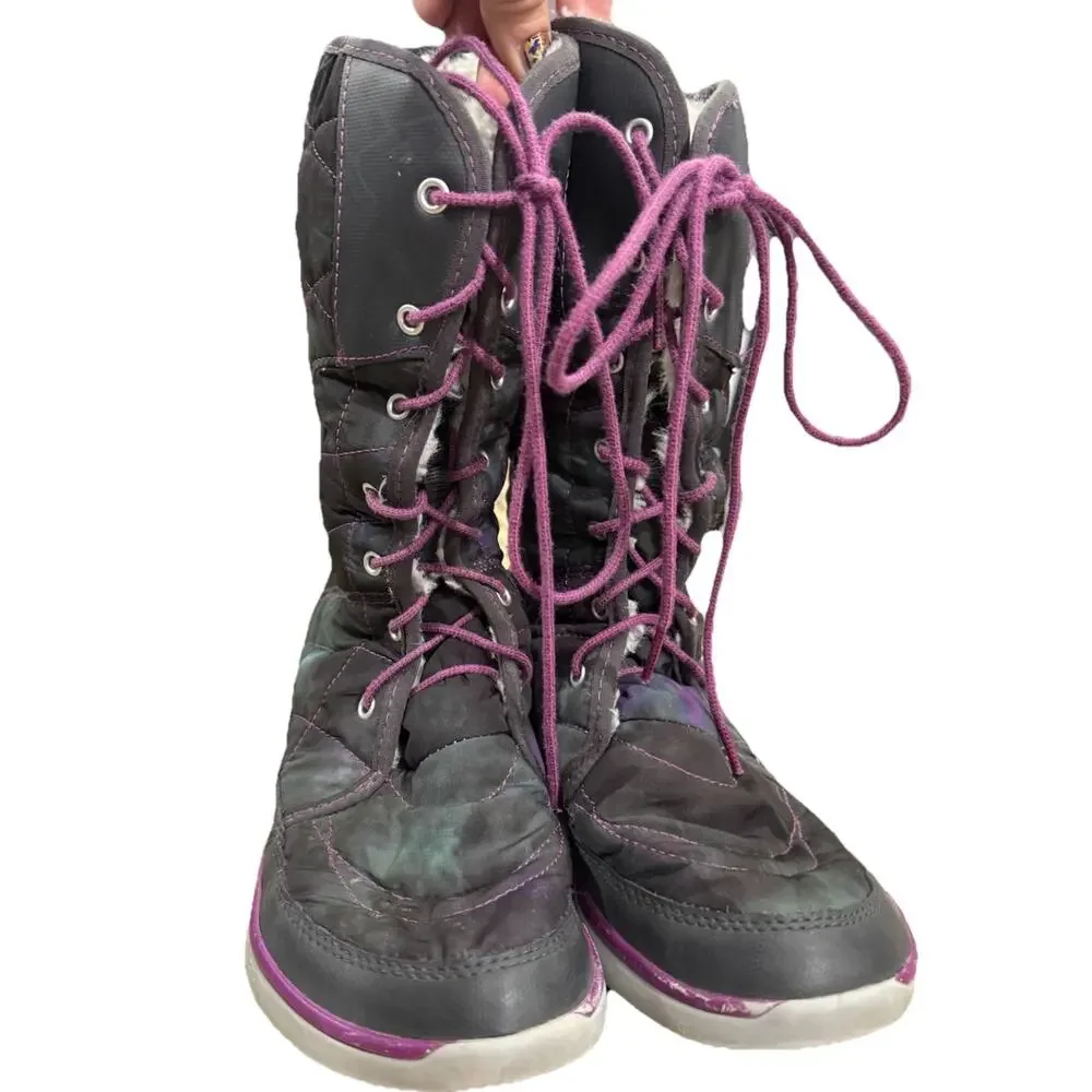 Merrell Pechora Lace-Up Winter Boots Dragonfly Nylon Leather Lined Women Size 8